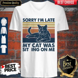 Vintage Sorry I'm Late My Cat Was Sitting On Me Vintage V-neck