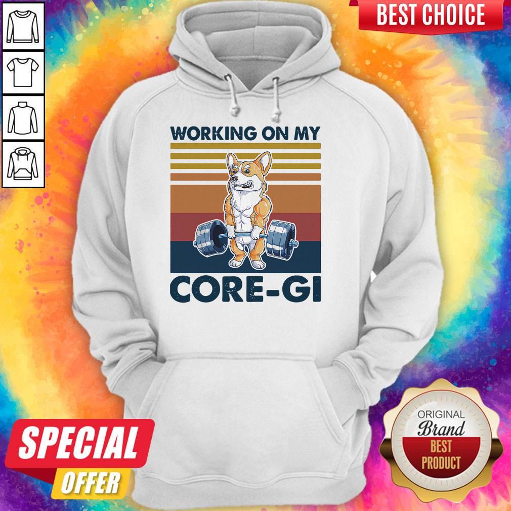 Top Weight Lifting Working On My Core Gi Vintage Retro Shirt - Image 2
