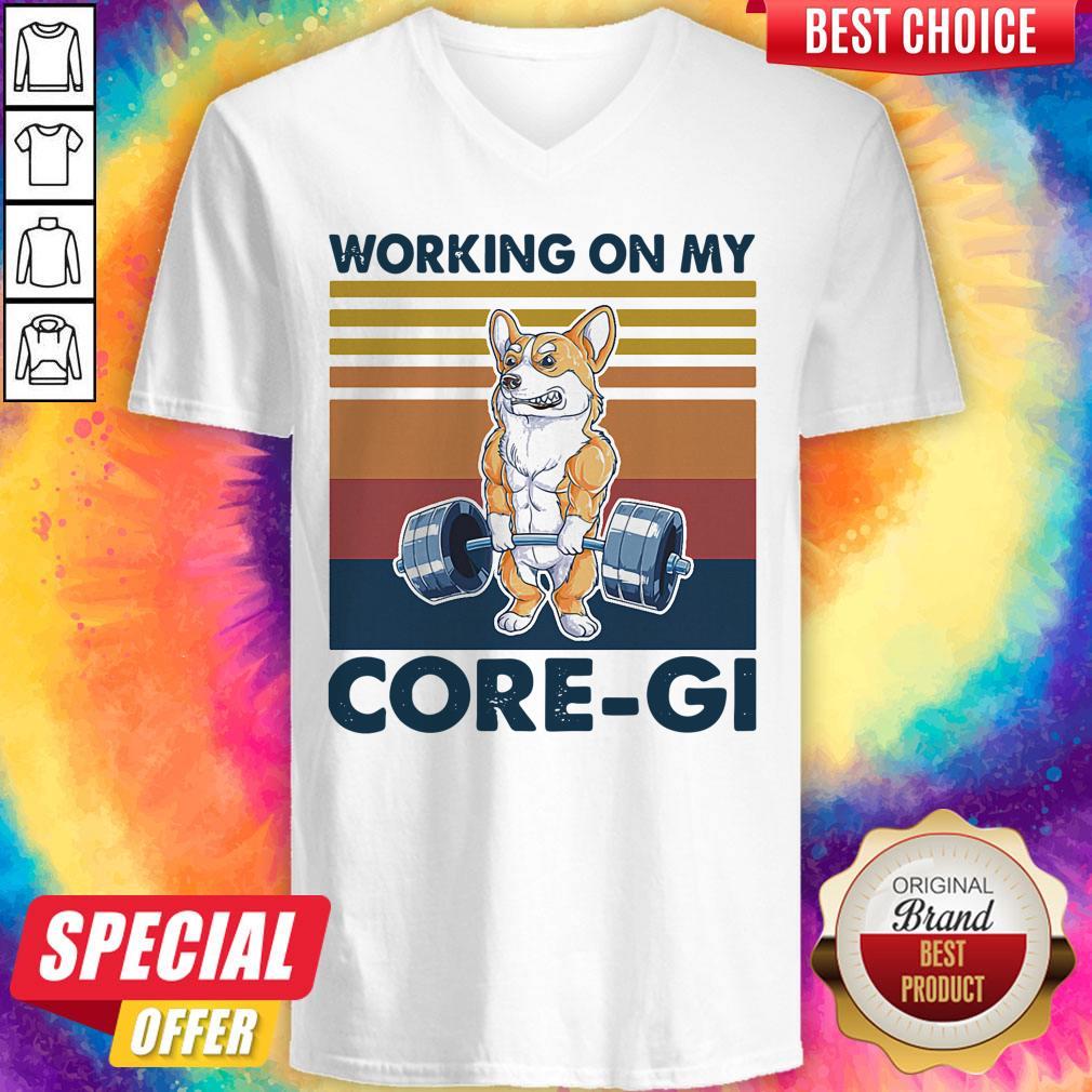 Top Weight Lifting Working On My Core Gi Vintage Retro Shirt - Image 3