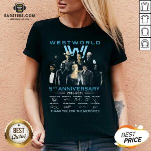 Hot West World 5th Anniversary 2016 2021 Evan Rachel Wood Thandie Newton Jeffrey Wright Thank You For The Memories V-neck- Design By Earstees.com