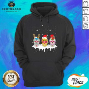 Official Sugar Skull Christmas Reindeer Santa Hat Xmas Hoodie- Design By Earstees.com