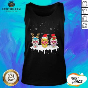 Official Sugar Skull Christmas Reindeer Santa Hat Xmas Tank Top - Design By Earstees.com