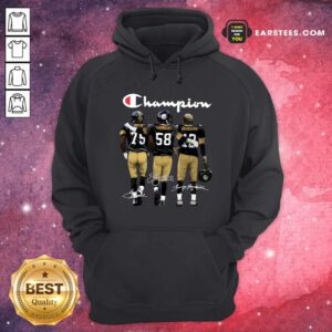 Pittsburgh Steelers Champions Joe Greene 75 Jack Lambert 58 Terry Bradshaw 12 Signatures Hoodie- Design By Earstees.com