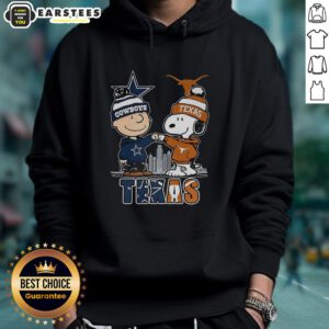 Awesome Charlie Brown Dallas Cowboys hoodie featuring Snoopy and Texas Longhorns skyline design.