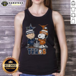 Awesome Charlie Brown tank top featuring Snoopy, Dallas Cowboys, Texas Longhorns, and a skyline design.