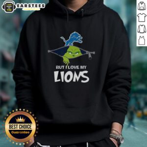 Alt Text: Grinch hoodie featuring 'I Hate People But I Love My Detroit Lions' design, perfect for Christmas football fans.