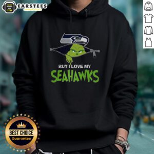 Alt Text: Awesome Grinch hoodie with I Hate People But I Love My Seattle Seahawks for Christmas football fans.