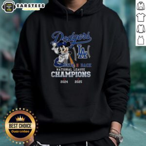 Awesome Mickey Mouse X Los Angeles Dodgers hoodie celebrating back-to-back National League Champions 2024-2025.