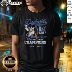 Awesome Mickey Mouse X Los Angeles Dodgers National League Champions Back To Back 2024 2025 T-Shirt featuring vibrant graphics.
