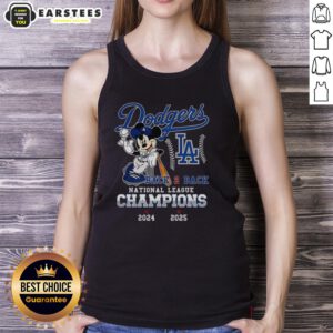 Alt Text: Awesome Mickey Mouse X Los Angeles Dodgers tank top celebrating back-to-back National League Champions 2024-2025.