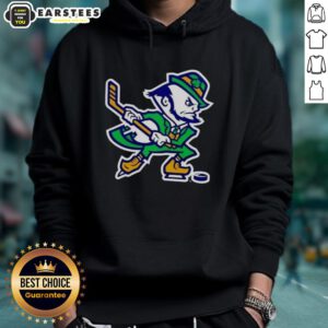 Awesome Notre Dame Fighting Irish hockey leprechaun hoodie showcasing team spirit and style for fans.