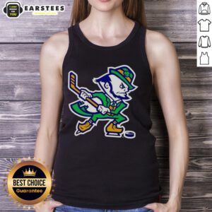 Awesome Notre Dame Fighting Irish hockey leprechaun tank top featuring vibrant graphics and sporty design.