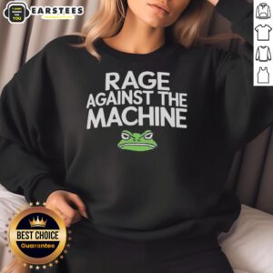 Alt Text: Awesome Portland Frog Rage Against The Machine Sweatshirt featuring a vibrant frog design and bold graphics.