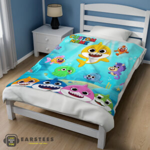 Good Baby Shark & Friends Poster Rainbow Text Blanket Fleece Customized Blanket