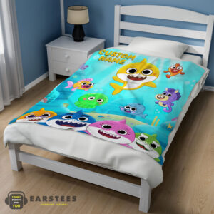 Good Baby Shark & Friends Poster Yellow Text Blanket Fleece Customized Blanket