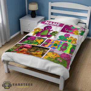 Good Barney & Friends Characters Collage Blanket Fleece Customized Blanket