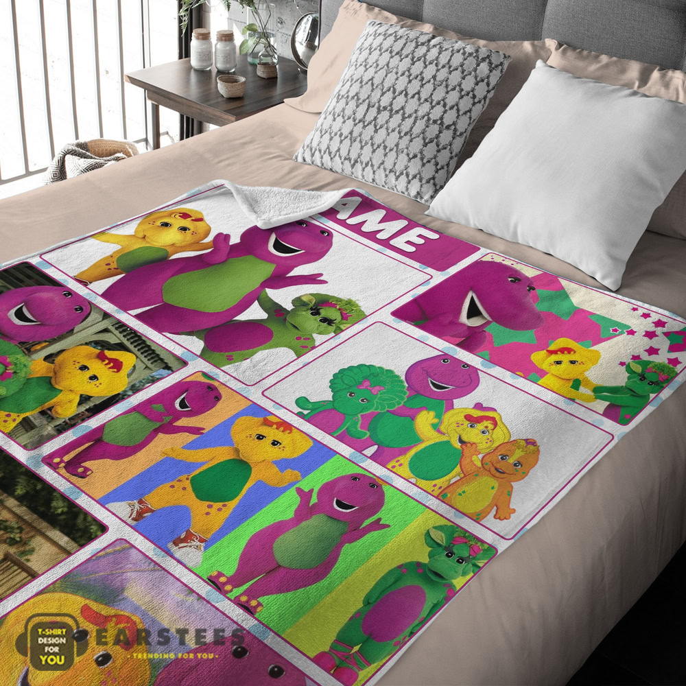 Good Barney & Friends Characters Collage Blanket Fleece Customized Blanket
