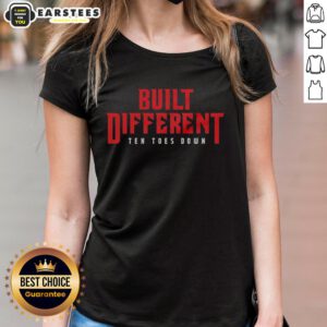 Good Built Different Ten Toes Down ladies tee featuring a stylish design and comfortable fit for everyday wear.
