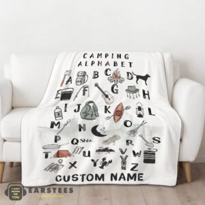 Alternative view of Good Camping Equipment Camping Alphabet Blanket Fleece Customized Blanket