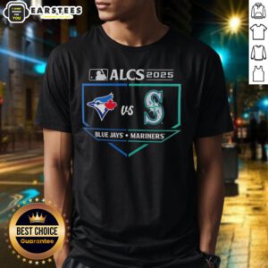 Good Toronto Blue Jays Vs Seattle Mariners 2025 ALCS Batter's Box Matchup T-Shirt featuring team logos and vibrant design.