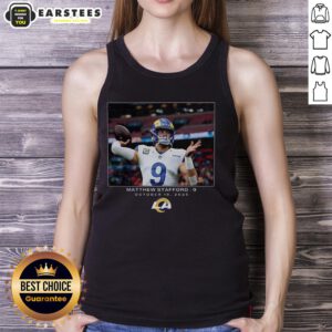 Matthew Stafford in a stylish tank top, representing the Los Angeles Rams during NFL Week 7, 2025.