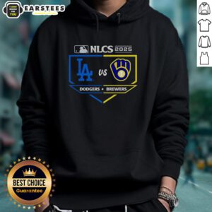 Hot Milwaukee Brewers vs Los Angeles Dodgers 2025 NLCS Matchup Hoodie featuring team colors and logos for fans.