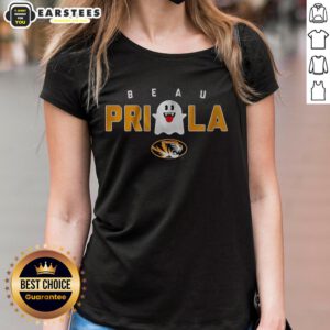 Hot Missouri Tigers Football Beau Pribula Boo Ghost Halloween ladies tee featuring vibrant colors and festive design.