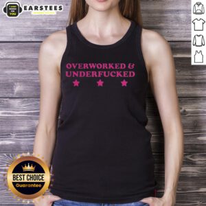 Funny tank top featuring 'Hot Over Worked And Under F*ed' meme, perfect for casual wear and humor enthusiasts.