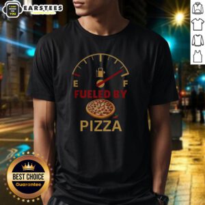 Nice Fueled By Pizza T-Shirt featuring a fun pizza graphic, perfect for pizza lovers and casual wear enthusiasts.