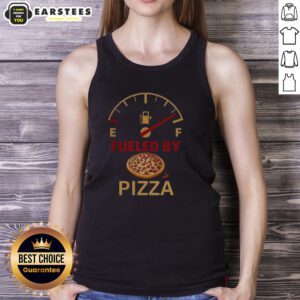 Nice Fueled By Pizza Tank Top featuring a fun pizza graphic, perfect for pizza lovers and casual summer wear.