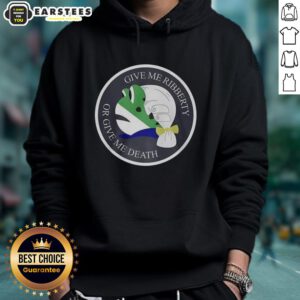Nice Give Me Ribberty Or Give Me Death logo hoodie featuring bold graphics and a stylish design for casual wear.