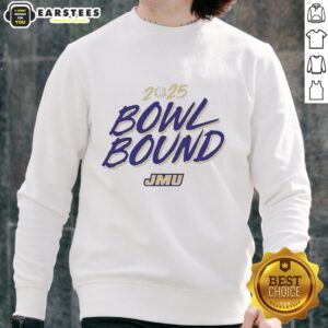 Alt Text: James Madison Dukes Bowl Bound 2025 sweatshirt featuring team colors and logo, perfect for fans celebrating the season.