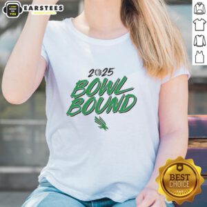 2025 Nice North Texas Mean Green Bowl Bound Ladies Tee featuring vibrant team colors and stylish design.