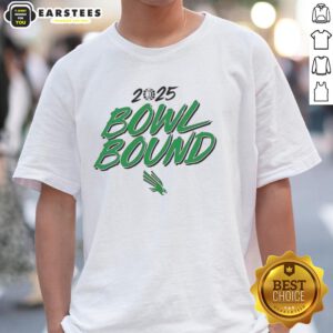 Alt Text: Nice North Texas Mean Green Bowl Bound 2025 T-Shirt featuring vibrant team colors and bold graphics.