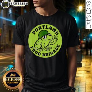 Nice Portland Frog Brigade protest T-shirt featuring a vibrant frog design and bold protest graphics for eco-activism.