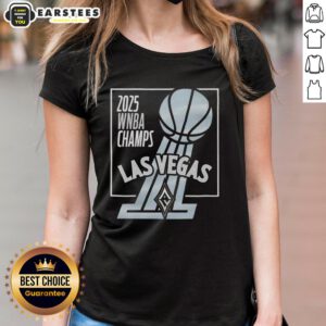 2025 WNBA Champs Las Vegas Aces trophy featured on a ladies tee, celebrating the team's victory in women's basketball.