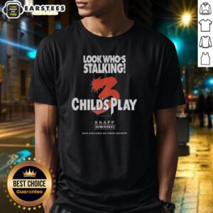 Official Chucky Child's Play 3 T-Shirt featuring 'Look Who's Stalking' Halloween characters, perfect for horror fans.