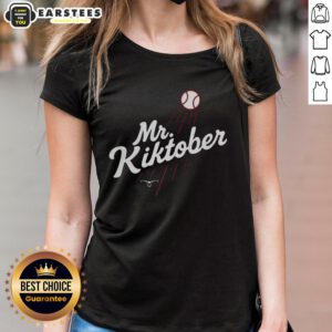 Official Mr. Kiktober Los Angeles Dodgers baseball tee for ladies featuring a stylish design for the clutch season.