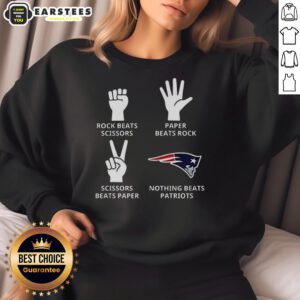 Alt Text: Official New England Patriots football logo sweatshirt featuring iconic team colors and design for fans.