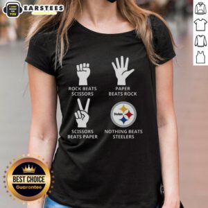 Alt Text: Official Pittsburgh Steelers Football logo on a stylish ladies tee, perfect for fans and casual wear.