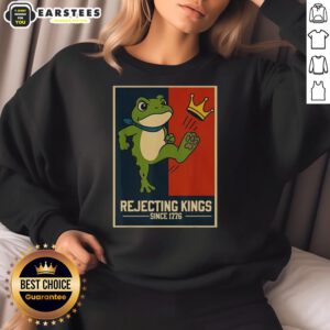 Official Rejecting Kings Since 1776 Portland Frog Sweatshirt featuring a vibrant frog graphic and stylish design.
