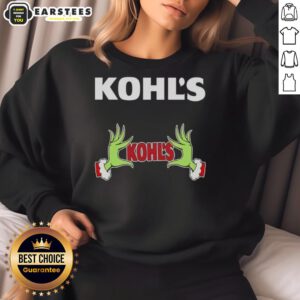 Alt Text: Premium Kohl's X Grinch Hands Merry Christmas Sweatshirt featuring festive design and cozy fit for holiday cheer.