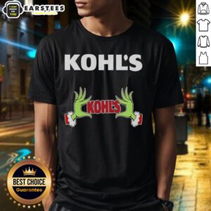 Alt Text: Premium Kohls X Grinch Hands Merry Christmas T-Shirt featuring festive design and vibrant colors for holiday cheer.