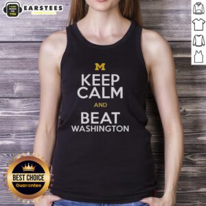 Premium Michigan Wolverines Keep Calm and Beat Washington tank top in maize and blue, perfect for game day attire.