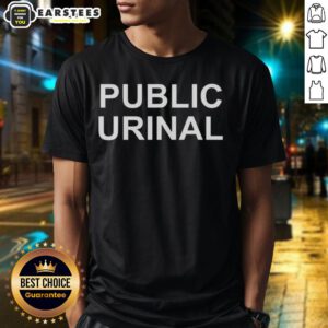 Premium Public Urinal T-Shirt featuring a humorous graphic design for fun-loving apparel enthusiasts.