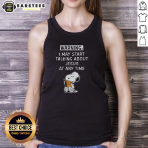 Premium Snoopy tank top featuring a playful design about Jesus, perfect for casual wear and fans of Peanuts.