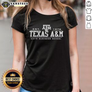 Premium Texas A&M Mays Business School 1876 ladies tee featuring school logo and stylish design for Aggie fans.