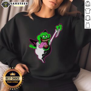 Alt Text: Premium The Real Clownbusters Slimer Ghostbusters parody Halloween sweatshirt featuring vibrant graphics and cozy design.