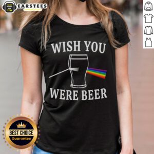 Premium Wish You Were Beer Dark Side of the Moon Light Scattering Ladies Tee, featuring a vibrant moon graphic design.