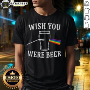 Premium Wish You Were Beer The Dark Side Of The Moon light scattering T-Shirt featuring a colorful cosmic design.